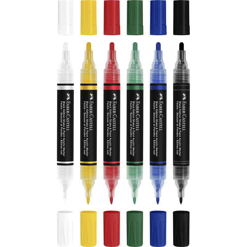 6933256660497 - BLACK EDITION 6 MARQUEURS ACRYLIQUE DOUBLE POINTE COLORIS CLASSIC