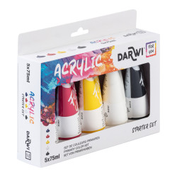 DARWI 1 LOT 5 TUBES PEINTURES ACRYLIQUES 75 ML COLORIS ASSORTIS