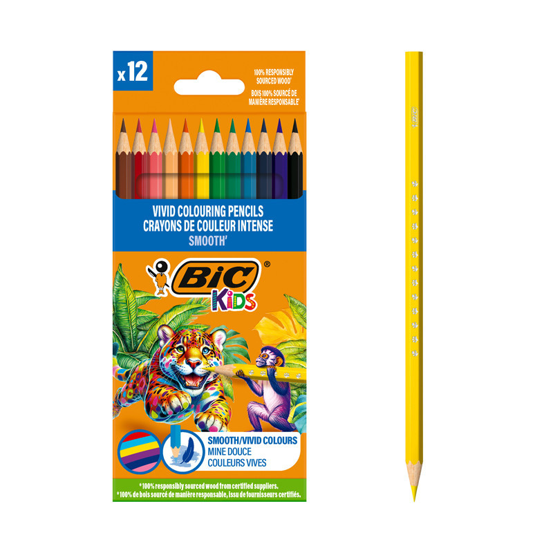 KIDS SMOOTH 12 CRAYONS COULEUR COLORIS ASSORTIS