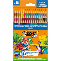 KIDS SMOOTH 48 CRAYONS COULEUR COLORIS CLASSIQUES, METAL, PASTEL ET NEONS ASSORTIS