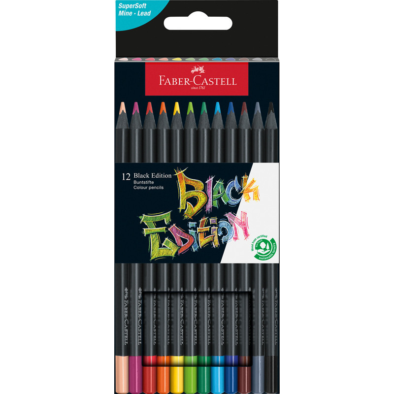 4005401164128 - BLACK EDITION 12 CRAYONS COULEURS COLORIS ASSORTIS