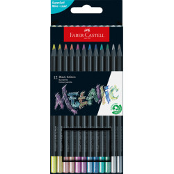 4005401164159 - BLACK EDITION 12 CRAYONS COULEURS COLORIS METALLIC ASSORTIS