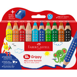4005401106364 - GRIPPY 10 CRAYONS DE COULEUR + 1 TAILLE CRAYON