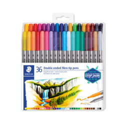 STAEDTLER 3200 36 FEUTRES DOUBLE POINTE FINE ET MOYENNE