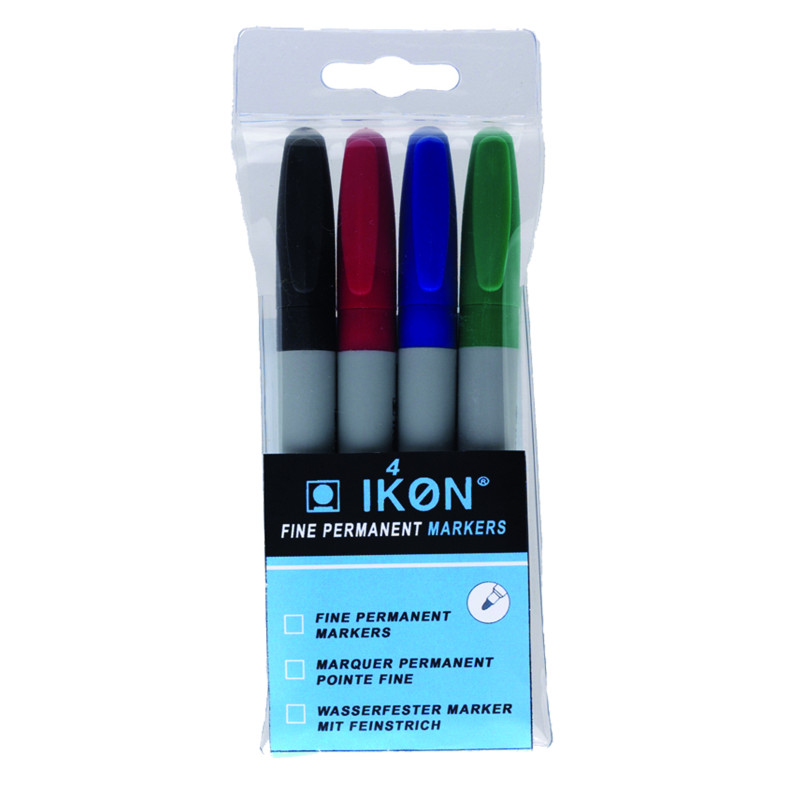 8003511428129 - 4 MARQUEURS POINTE FINE MARKER CLIP COLORIS ASSORTIS