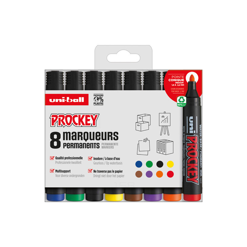 3296280046723 - PROCKEY 8 MARQUEURS OGIVE COLORIS ASSORTIS