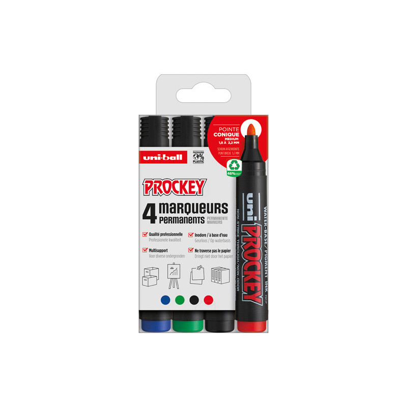 3296280046716 - PROCKEY 4 MARQUEURS OGIVE COLORIS ASSORTIS
