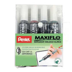 3474373600407 - MAXIFLO BISEAU 4 MARQUEURS COLORIS ASSORTIS