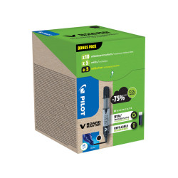 3131910556275 - V-BOARD MASTER GREEN PACK 10 MARQUEURS OGIVE MOYENNE + 10 RECHARGES NOIR