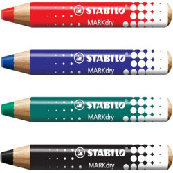 4006381582520 - MARKDRY 4 CRAYONS COLORIS ASSORTIS + 1 CHIFFONNETTE + 1 TC