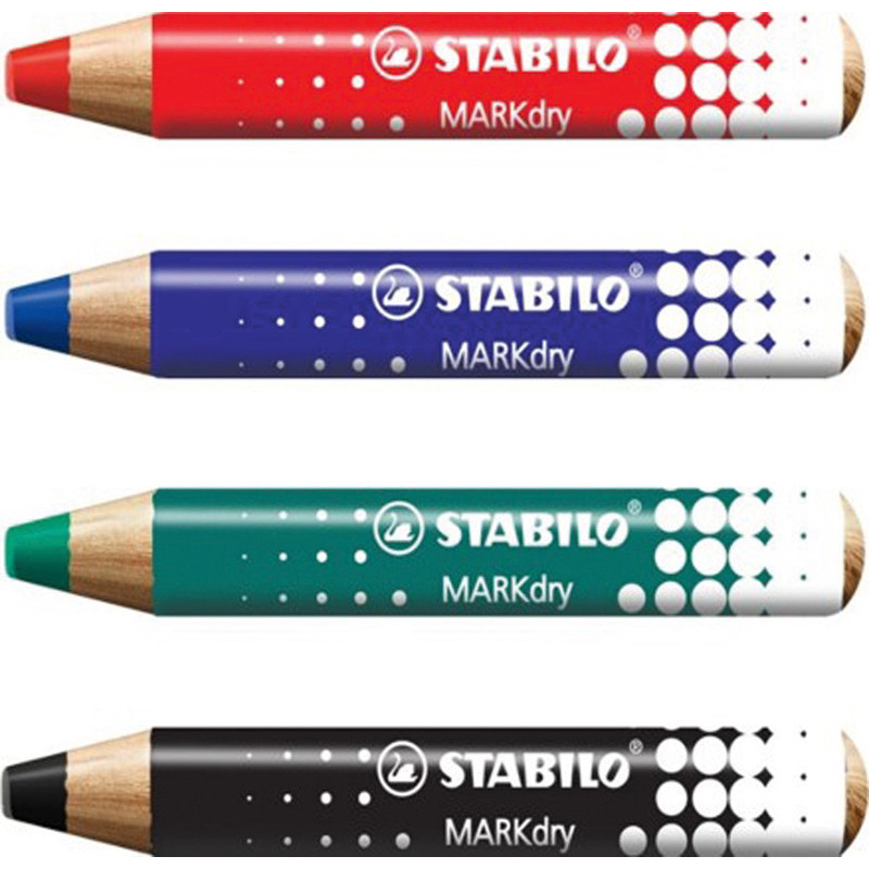 4006381582520 - MARKDRY 4 CRAYONS COLORIS ASSORTIS + 1 CHIFFONNETTE + 1 TC