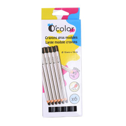 3700773310494 - 6 CRAYONS COULEURS GROS MODULE 3EN1 COLORIS NOIR