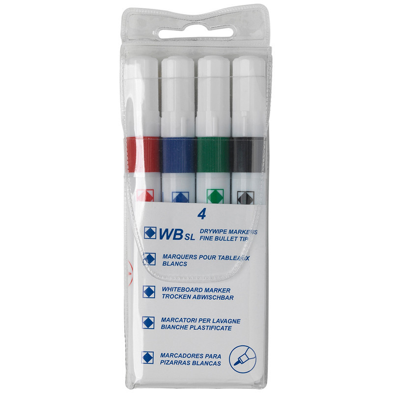 5021203953059 - 4 FEUTRES TABLEAU BLANC MOYEN COLORIS ASSORTIS