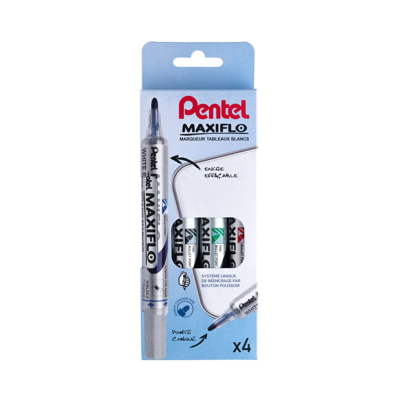 - MAXIFLO OGIVE MOYEN 4 MARQUEURS COLORIS ASSORTIS