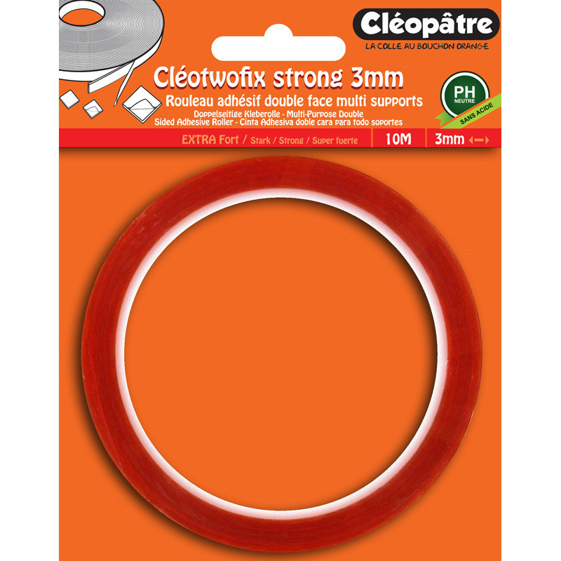 3134725004719 - CLEOTWOFIX ADHÉSIF DOUBLE FACE EXTRA FORT 3MMX10M