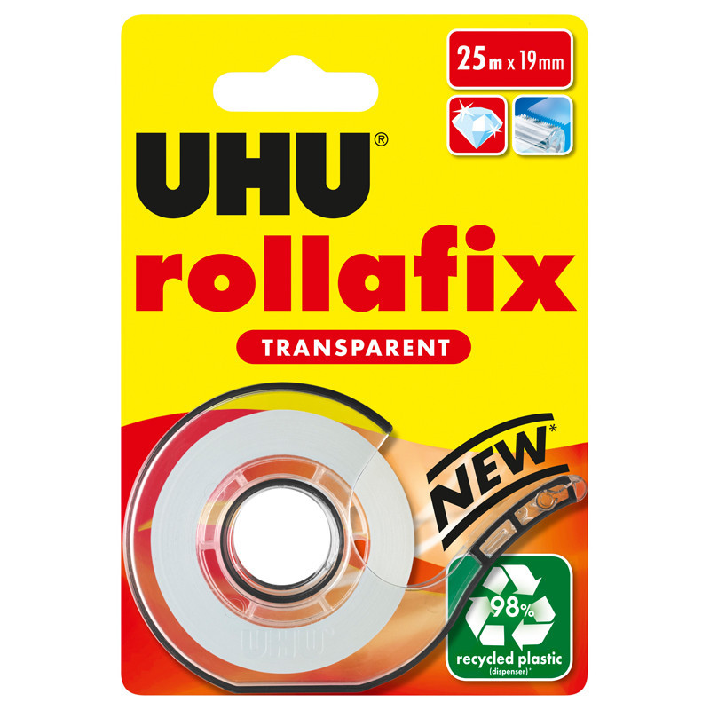 4026700369656 - ROLLAFIX ADHÉSIF TRANSPARENT 19MMX25M SUR DÉVIDOIR