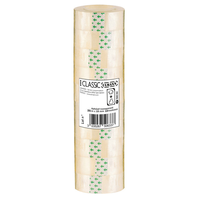 3035267506337 - TOUR DE 10 ADHESIFS TRANSPARENTS 19MMX25M 1ER PRIX