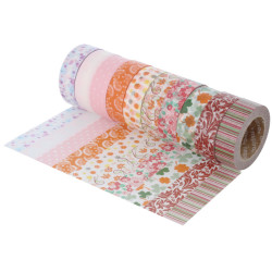 8428885372418 - 10 RUBANS ADHESIFS METALLISÉS 15MMX10M FLORAL