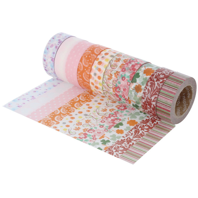 8428885372418 - 10 RUBANS ADHESIFS METALLISÉS 15MMX10M FLORAL