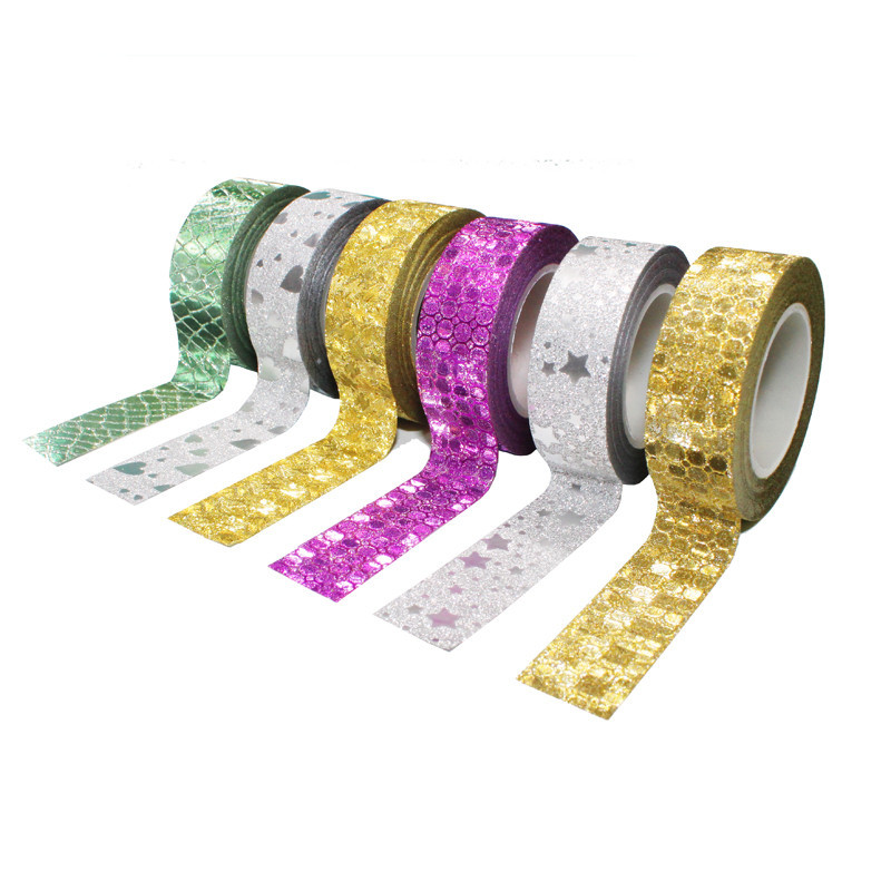 3701385301573 - 6 RUBANS ADHÉSIFS PAILLETÉS GLITTER DÉCO