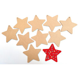 3760002574974 - 10 ETOILES BOIS A SUSPENDRE 129X123MM