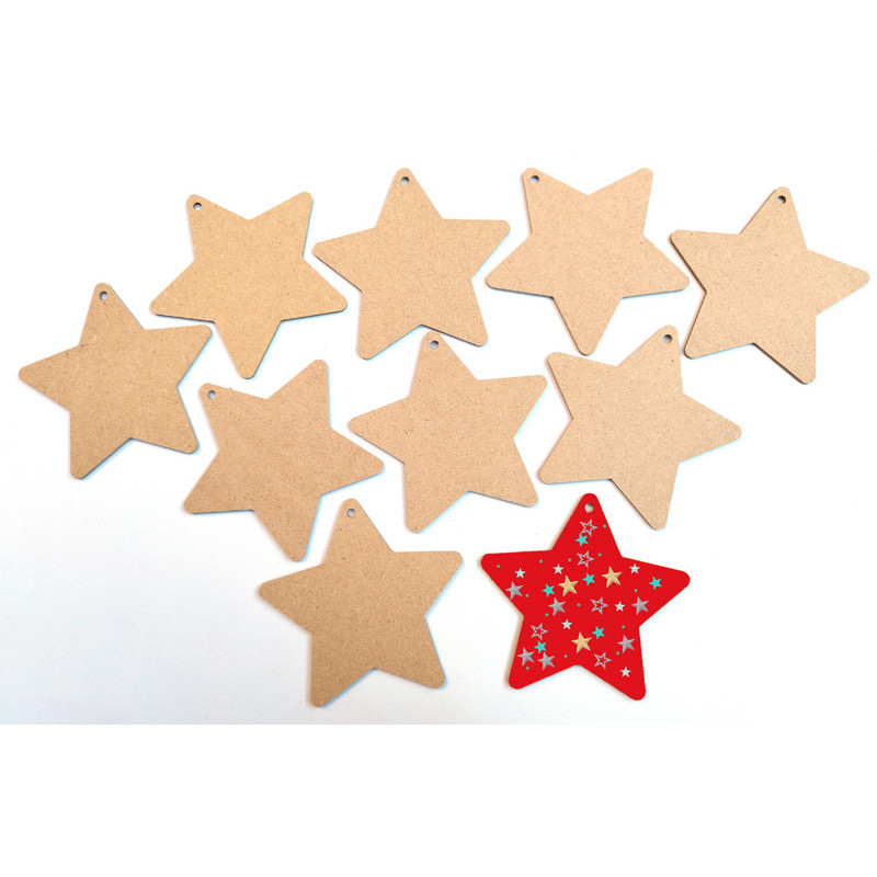 3760002574974 - 10 ETOILES BOIS A SUSPENDRE 129X123MM