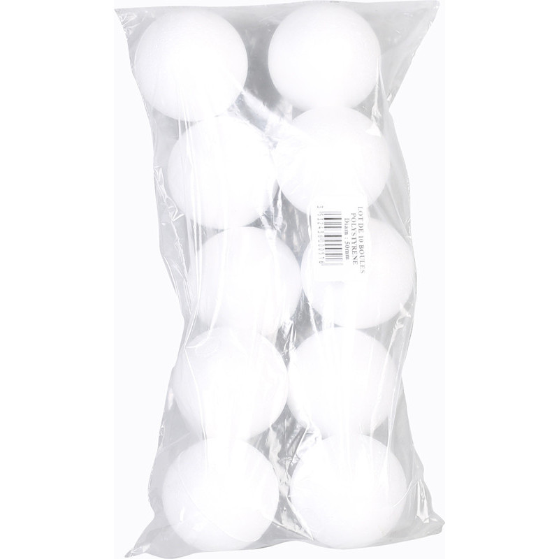 3532436000516 - 10 BOULES STYROPOR Ø 50MM