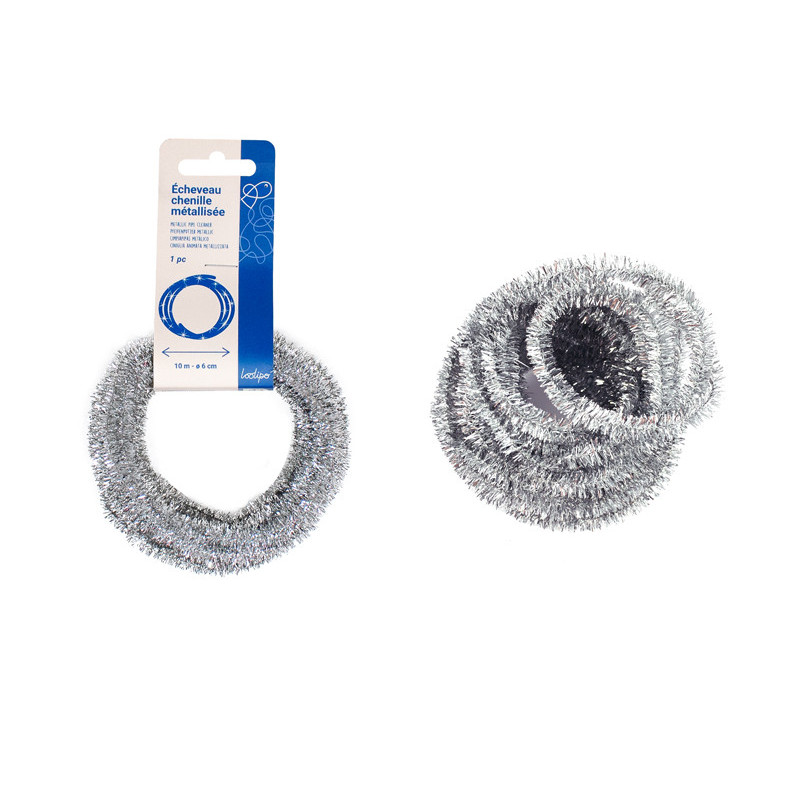 3701385301153 - CHENILLE 6MM ÉCHEVEAU 10M ARGENT