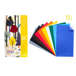 3700773312061 - 10 COUPONS FEUTRINE ADHÉSIVE 24X45CM COLORIS ASSORTIS