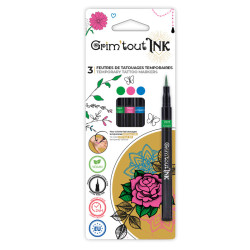 3700010425219 - 3 FEUTRES DE TATOUAGE TEMPORAIRE COLORIS CLAIRS ASSORTIS