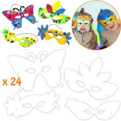 3134725023383 - 24 MASQUES CARTON AVEC ELASTIQUES FORMES ASSORTIES