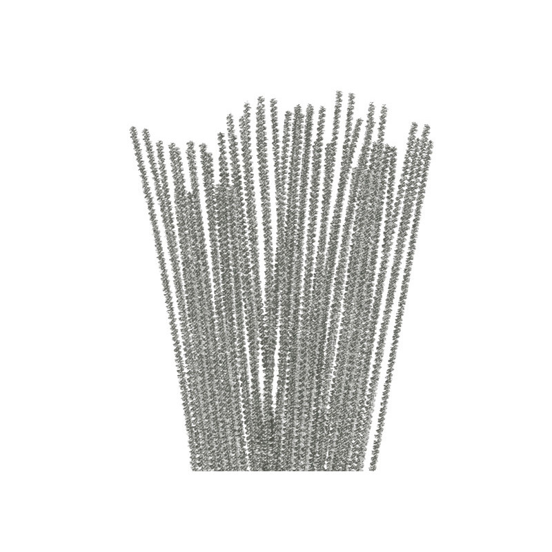 8428885390191 - 25 CHENILLES METALLIQUES ARGENT 6MMX30CM