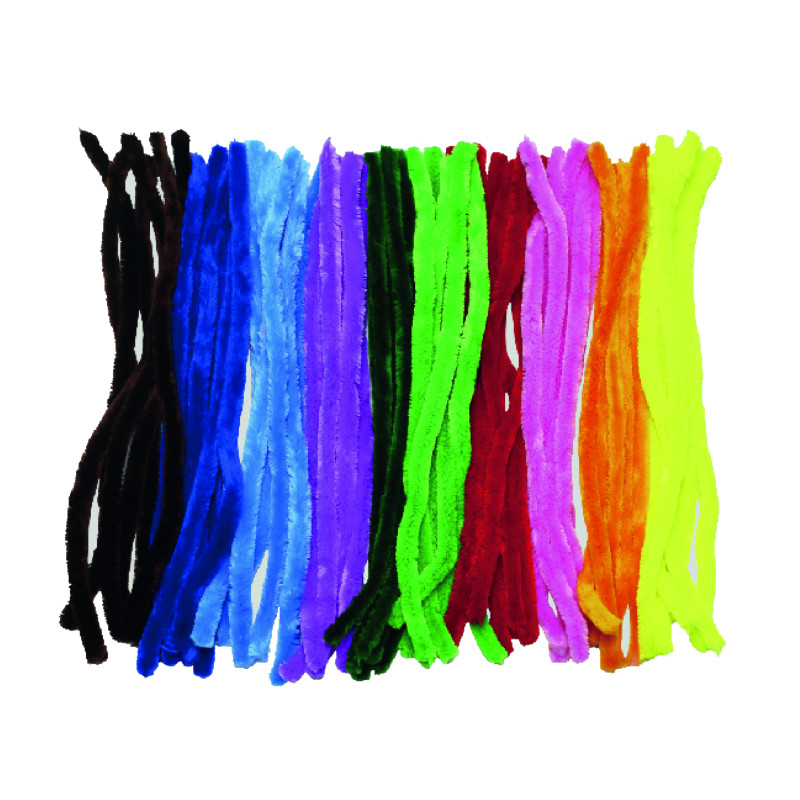 3700773321445 - 60 MAXI CHENILLES 20MM L50CM 10 COLORIS ASSORTIS