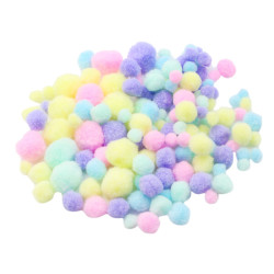 3700773321780 - 300 POMPONS PASTELS 3 TAILLES ET 5 COLORIS ASSORTIS
