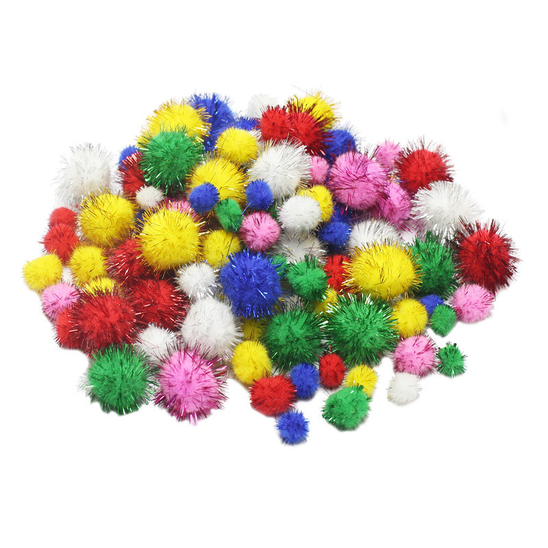 3700773321438 - 250 POMPONS METALLISES 3 TAILLES ET 6 COLORIS ASSORTIS