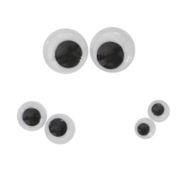 3700773321926 - 150 YEUX MOBILES RONDS NOIR ADHESIFS 3 TAILLES ASSORTIES
