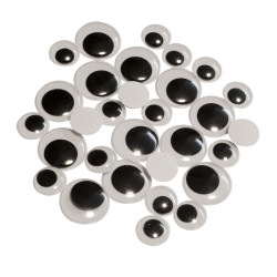 3700773322190 - 30 YEUX MOBILES RONDS NOIR ADHÉSIF 2 GRANDES TAILLLES ASSORTIES