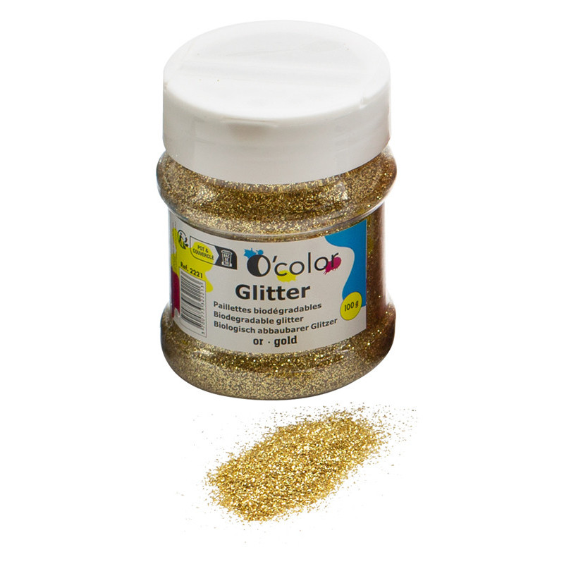 3700773322213 - PAILLETTES BIODEGRADABLES ULTRA FINES FLACON 100G COLORIS OR