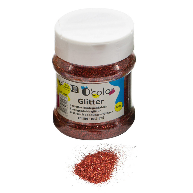 3700773322237 - PAILLETTES BIODEGRADABLES ULTRA FINES FLACON 100G COLORIS ROUGE