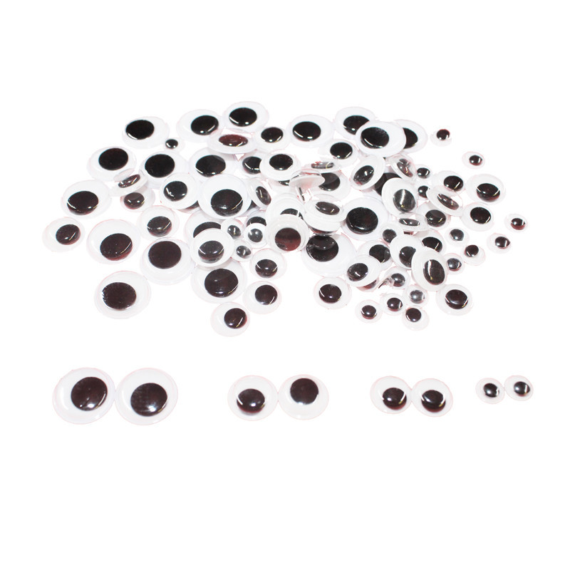 3701385300835 - 100 YEUX MOBILES RONDS NOIR ADHÉSIFS TAILLES ASSORTIES
