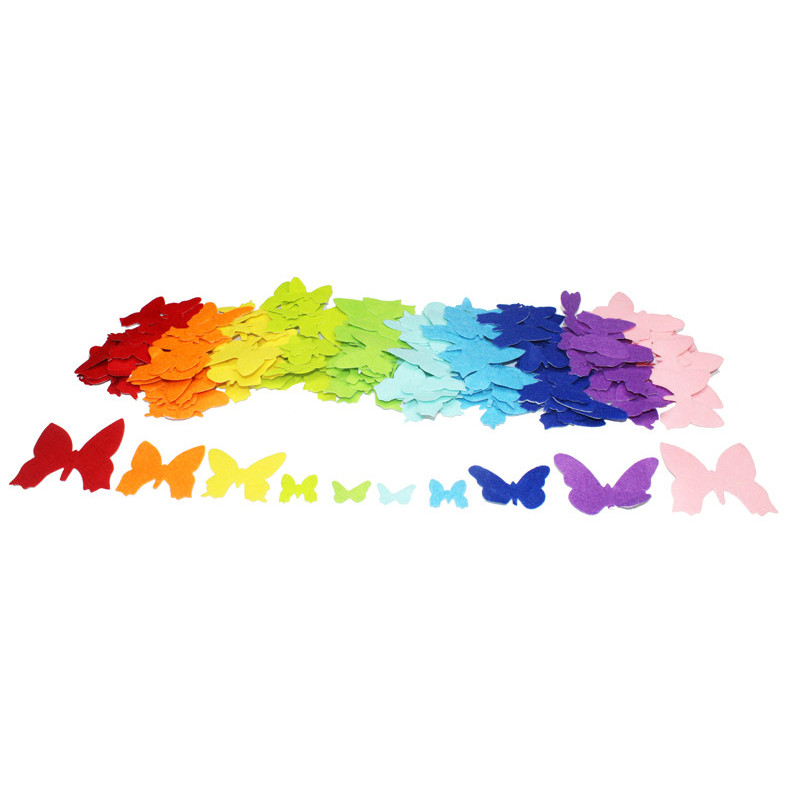 3701385300453 - 150 PAPILLONS FEUTRINE ADHÉSIVE ASSORTIS