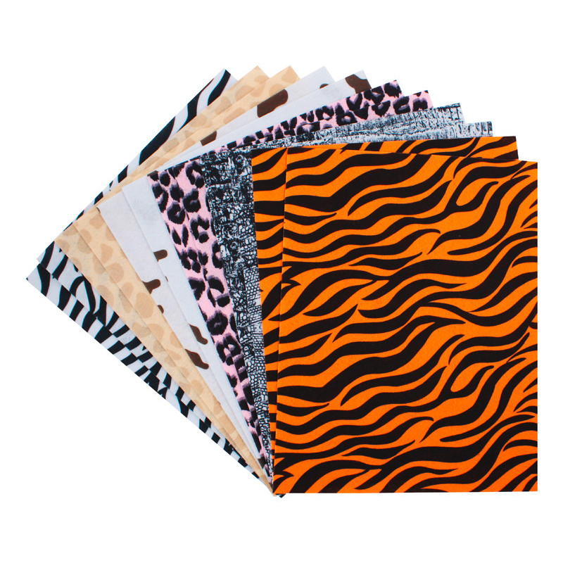 3701385301191 - 12 COUPONS FEUTRINE IMPRIMÉE 24X30CM THÈME ANIMAL