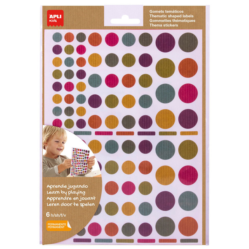 8410782187691 - 624 GOMMETTES KRAFT RONDES TAILLES ET COLORIS ASSORTIS