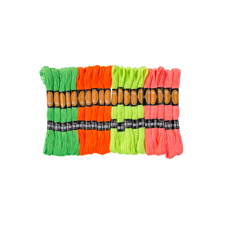3700773318469 - 20 FILS À TRICOTER 8M COLORIS FLUOS ASSORTIS