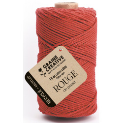 3532432001272 - 1 BOBINE COTON CABLÉ RECYCLE 100M COLORIS ROUGE