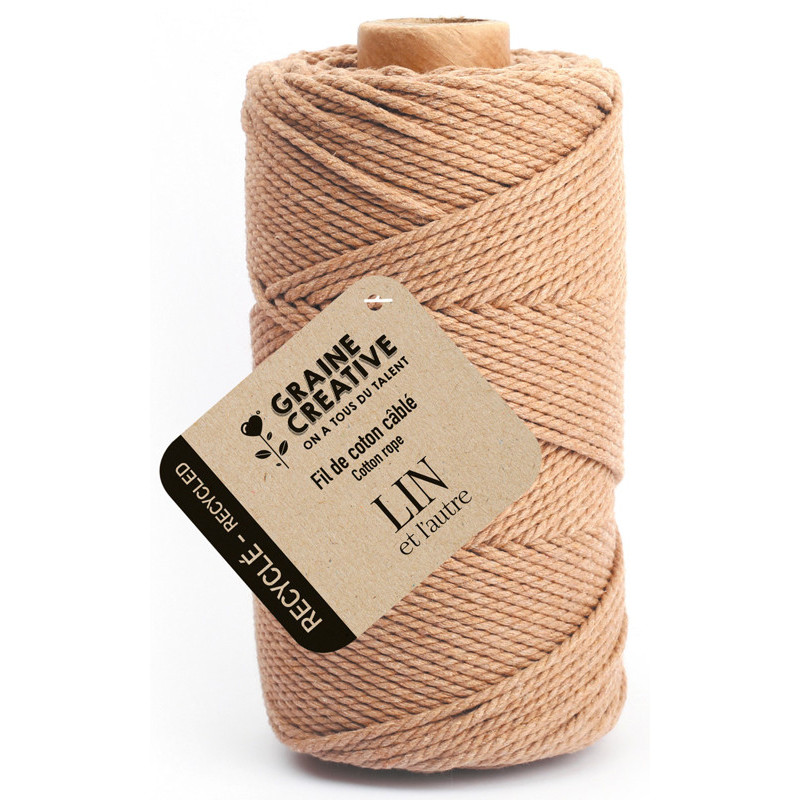 3532432001258 - 1 BOBINE COTON CABLÉ RECYCLE 100M COLORIS LIN