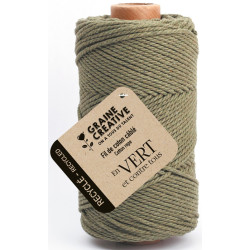 3532432001289 - 1 BOBINE COTON CABLÉ RECYCLE 100M COLORIS VERT