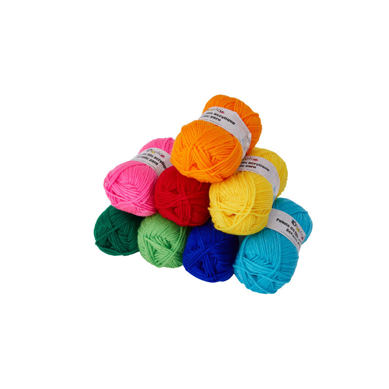 3700773319671 - 8 PELOTES DE FILS ACRYLIQUE 90M COLORIS VIFS ASSORTIS