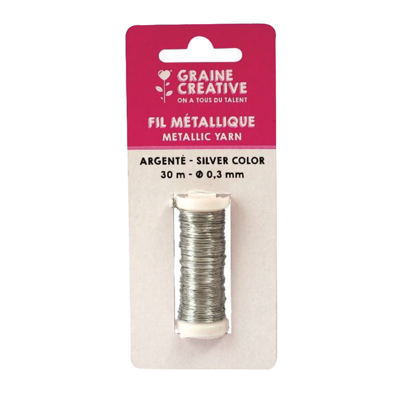 8428885155912 - FIL METALLIQUE ARGENT BOBINE 28M