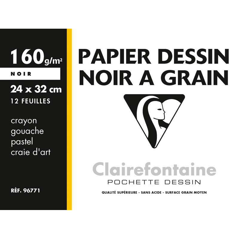 3329680967715 - POCHETTE 12F DESSIN NOIR 24X32 160G